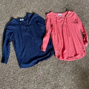 2 tie up old navy long sleeve shirts
